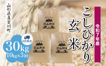 ＜令和7年産米＞ 令和8年7月中旬より発送 こしひかり【玄米】30kg 定期便 (10kg×3回) 山形県真室川町　◆RR7K3010M-G2607B