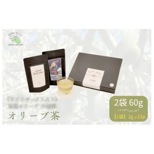《ギフトボックス入り》匝瑳オリーブ 千朋園　オリーブ茶　2袋 60g（1袋2g×15パック×2袋） ／ お茶 オリーブ茶 オリーブ オレウロペイン ポリフェノール ティーバッグ ギフト 贈答 贈り物