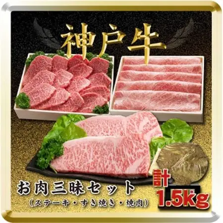 神戸牛 お肉三昧セット 計1.5kg TSLS10【配送不可地域：離島】【1682643】