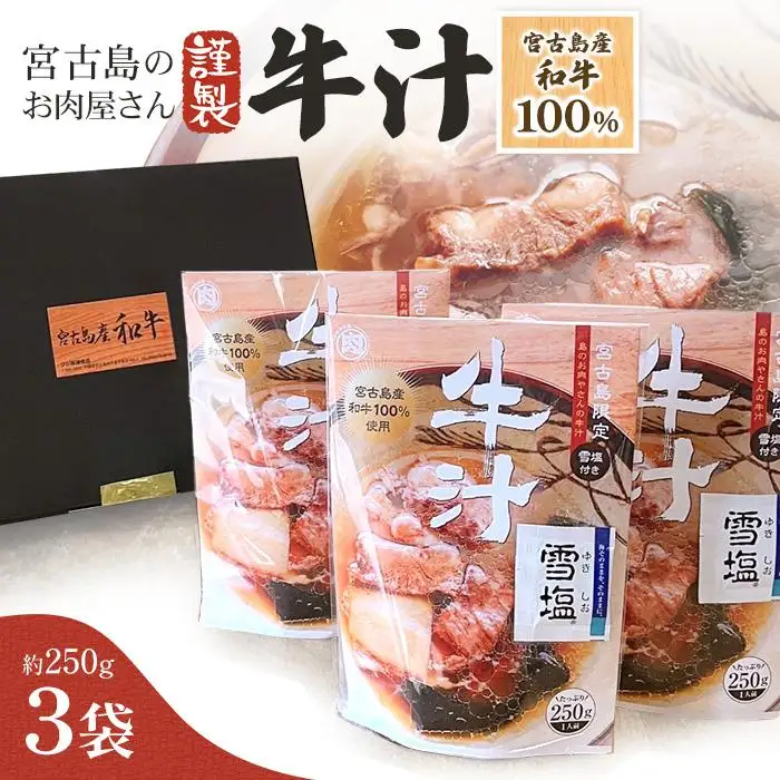 【宮古島産和牛100％】宮古島のお肉屋さんが作った牛汁 ×3袋セット(DK008)