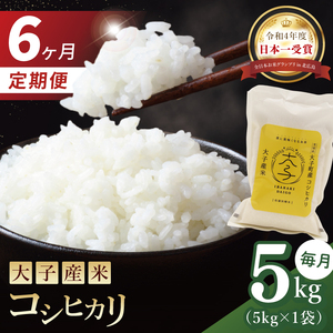 【6か月定期便】大子産米 コシヒカリ（精米）5kg×6回｜茨城県 大子町 こしひかり 白米 令和7年産 食味値 コンテスト（AV042）