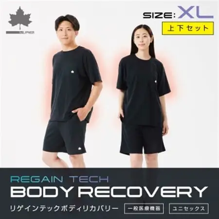 LBL リカバリーウエア 夏用上下セット　XLサイズ　リカバリーショーツ+Tシャツ ブラック【1683620】