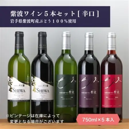 自園自醸ワイン紫波 辛口ワイン5本セット【1688301】
