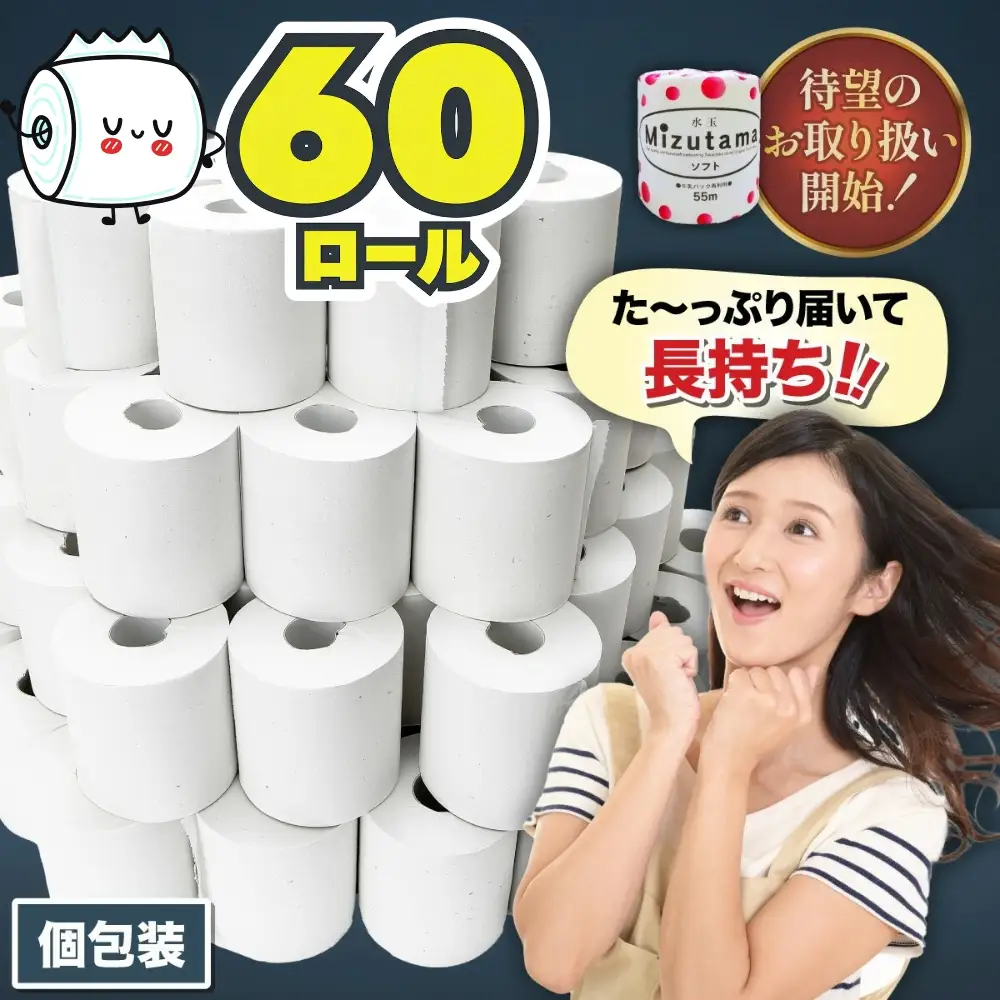 トイレットペーパー 水玉 55ｍ×60個【福岡市】