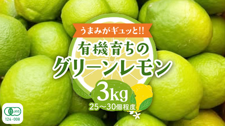 【2026年10月発送開始】 大崎上島産 有機グリーンレモン 3kg （目安25?30個程度）