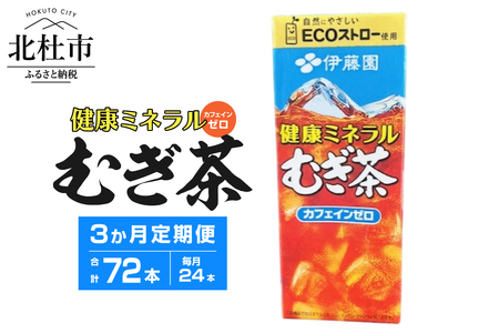 【3ヶ月定期便】健康ミネラルむぎ茶 250ml 24本 伊藤園 紙パック　麦茶 カフェインゼロ 1ケース24本 ドリンク 配達 仕送りギフト 防災 [h132]