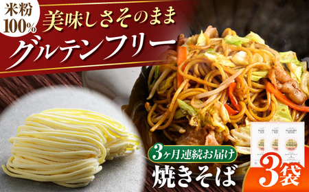 【3回定期便】 【グルテンフリー】 食べごたえ抜群！ 米粉やきそば グルテンフリー 焼きそば 米粉 岐阜市 / 小林生麺[ANGM028]
