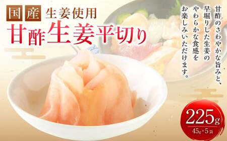 国産 生姜使用 甘酢しょうが平切リ 45g×5袋 計225g 甘酢 ガリ スライス 