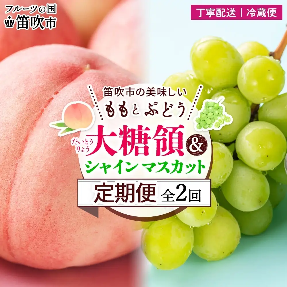 【2026年発送★先行予約】定期便全2回 桃 秀品 1.5kg 大糖領 シャインマスカット 1房 600g クール便 177-020-26y