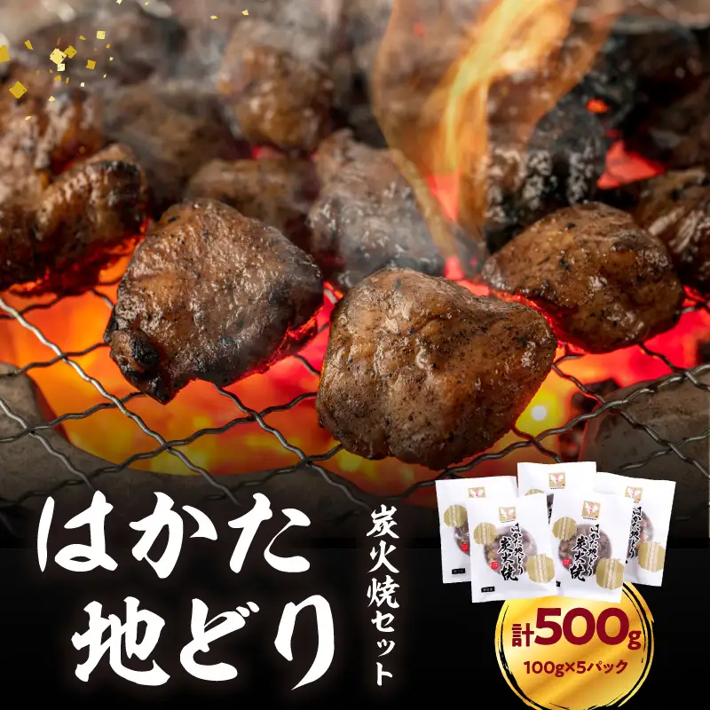 はかた地どり炭火焼セット 500g(100g×5p) はかた地どり 地鶏 炭火焼 おつまみ 郷土料理 小分け お手軽 福岡県 八女市 214-048