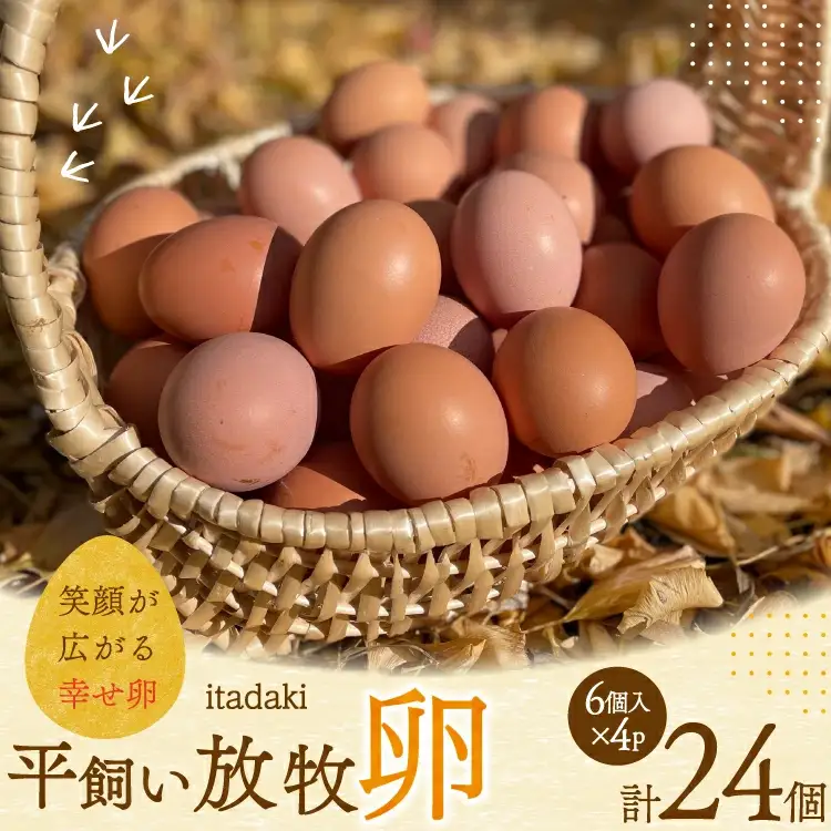卵 平飼い たまご タマゴ 玉子 新鮮 平飼い放牧卵「itadaki」4パック 総計24個 [ナチュラルエッグラボ 長崎県 平戸市 hr42bgy420096]