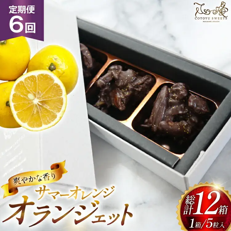 チョコ オランジェット サマー オレンジ 5粒入り 2箱 セット 6回 定期便 総計 12箱 [心優-Cotoyu Sweets- 長崎県 平戸市 hr42bjo490255]
