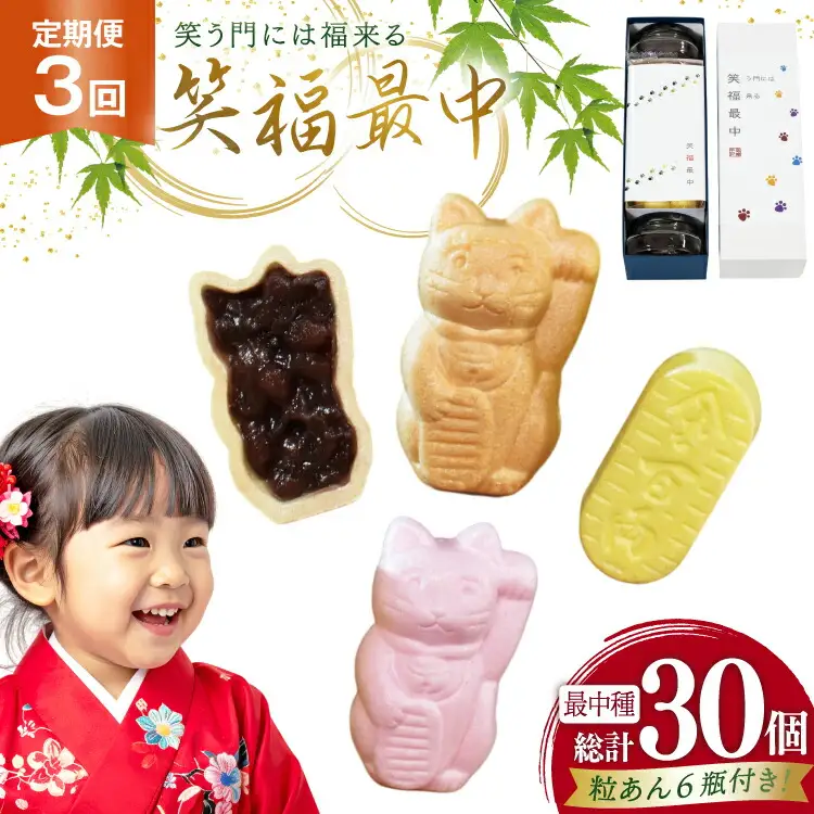 和菓子 もなか 笑福 最中 手作り キット 10個分 3回 定期便 計30個分 [牛蒡餅本舗熊屋 長崎県 平戸市 hr42bgy420447]