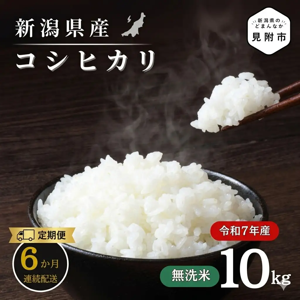 【6か月定期便】R7年産 新潟県産 コシヒカリ 10kg （無洗米）