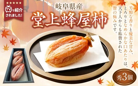 【TVで紹介】《先行受付》堂上蜂屋柿 秀 3個 【2027年1月下旬-4月上旬 発送予定】