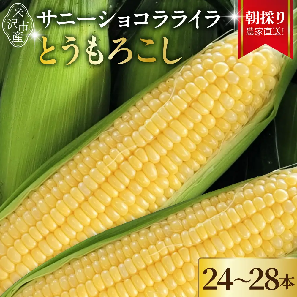 【先行予約】 令和8年産 とうもろこし  24本 ～ 28本 サニーショコラ ライラ 2026年7月中旬～8月中旬頃お届け予定