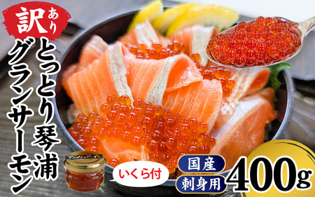 【訳あり】 国産 とっとり琴浦グランサーモン刺身用 400ｇ いくら付 小分け個包装で便利