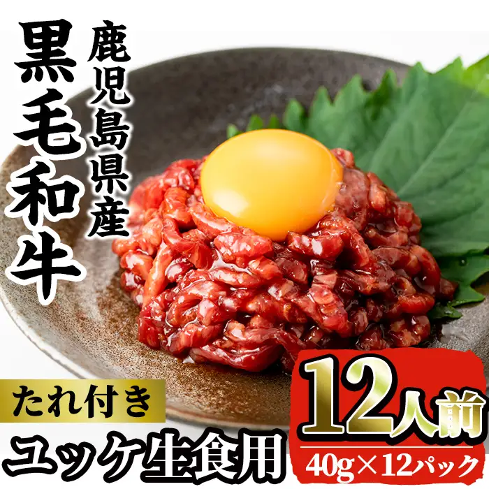 i1211-B 鹿児島県産黒毛和牛ユッケ12人前(40g×12P・計480g) 肉 牛肉 黒毛和牛 国産 鹿児島県産 ユッケ 生食 旨み 480g 12人 【株式会社LRプラスK】