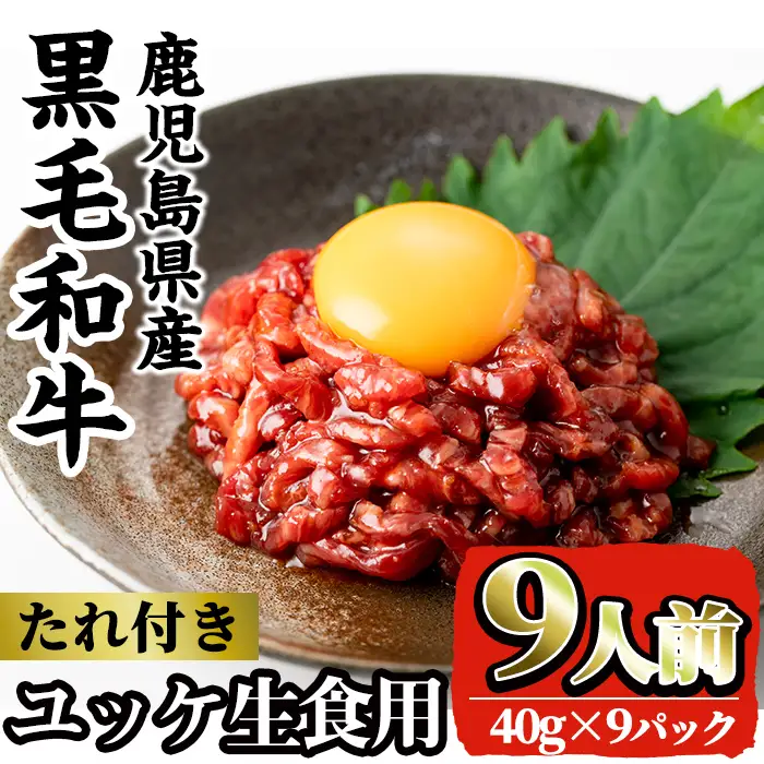 i1211-A 鹿児島県産黒毛和牛ユッケ9人前(40g×9P・計360g) 肉 牛肉 黒毛和牛 国産 鹿児島県産 ユッケ 生食 旨み 360g 9人 【カミチク】