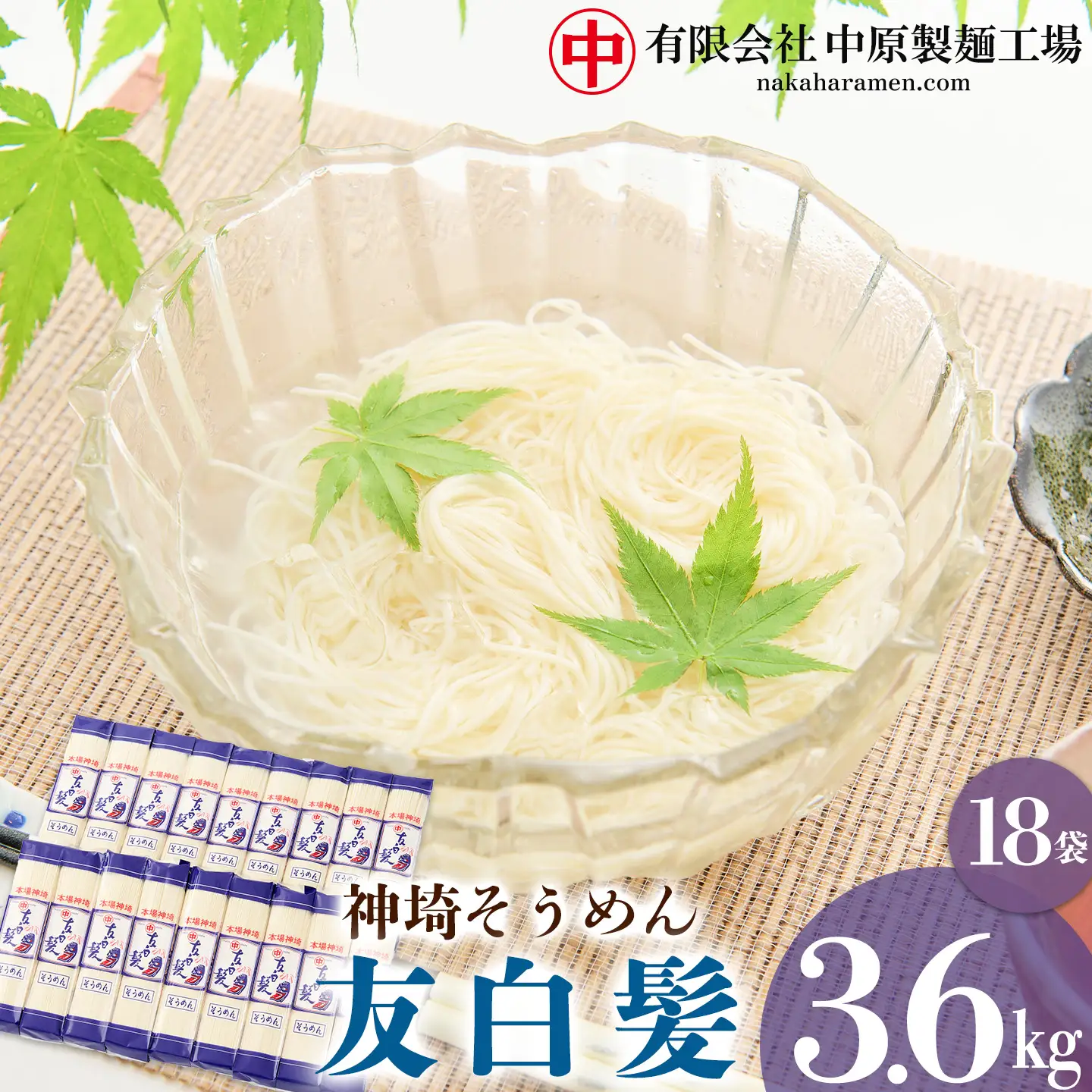 神埼そうめん「友白髪」 18袋入り (H045101)