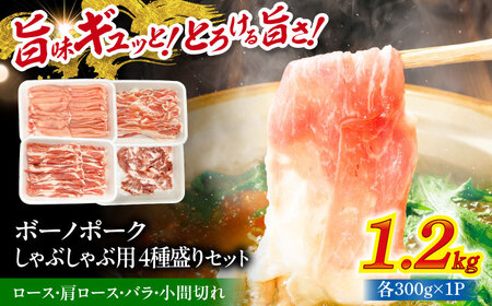 国産豚肉 瑞浪ボーノポーク しゃぶしゃぶ用 4種盛りセット（ロース、肩ロース、バラ、小間切れ）計1.2kg  マルチョウ渡辺精肉店 [AZCW041] 豚肉しゃぶしゃぶ