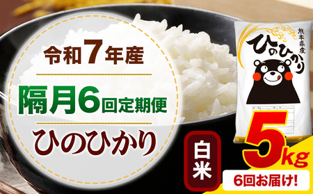 【隔月6回定期便】令和7年産 白米 ひのひかり 定期便 5kg《お申込み翌月から出荷》熊本県産 ふるさと納税 精米 ひの 米 こめ ふるさとのうぜい ヒノヒカリ コメ お米