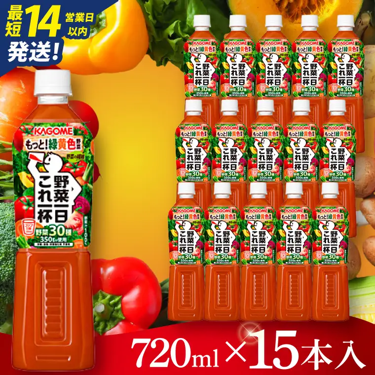 カゴメ野菜一日これ一杯 720ml×15本｜KAGOME 野菜 果実 おいしい 手軽 ジュース 飲料 野菜ジュース（93-214）