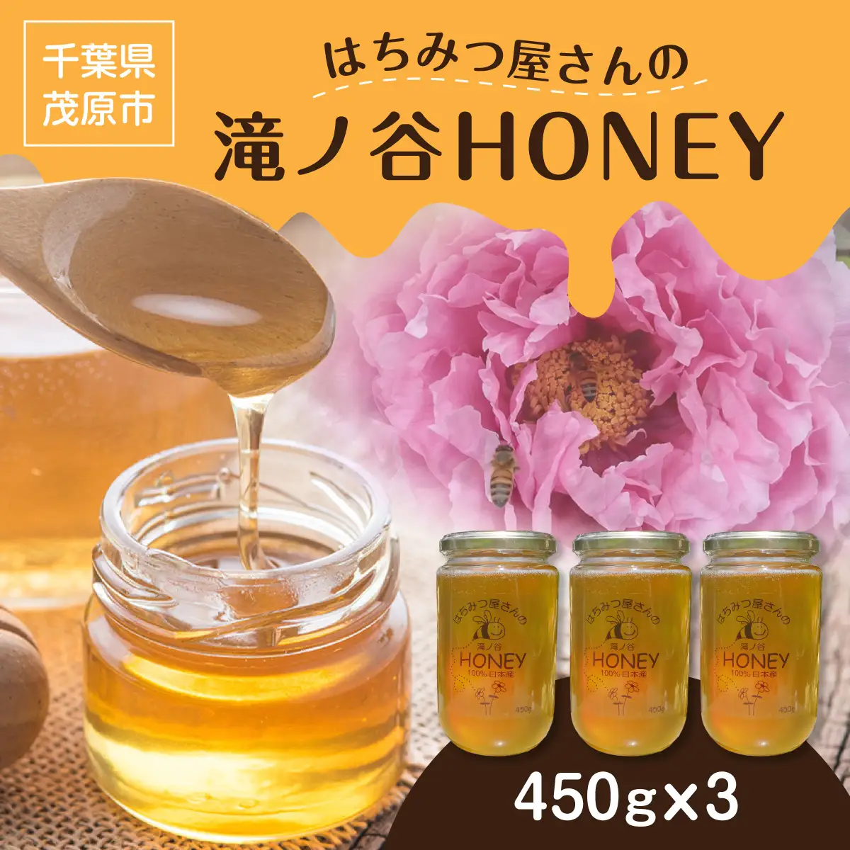 はちみつ屋さんの滝ノ谷HONEY 450g×3  MBAW004
