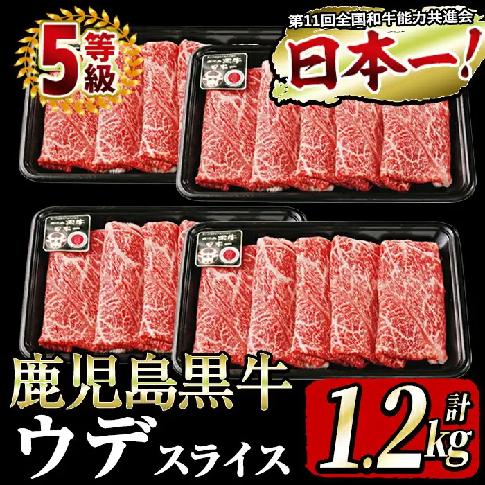 和牛日本一！＜鹿児島黒牛＞ウデスライスセット1.2kg b8-014