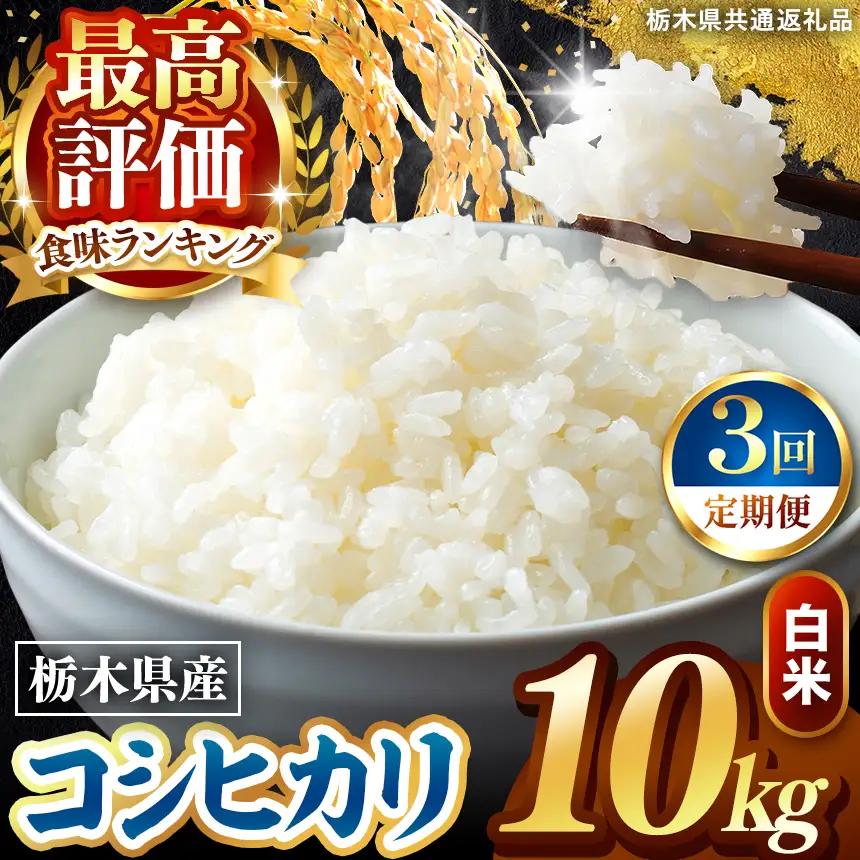令和8年度産 先行予約 【定期便3回】こしひかり 白米 約10kg