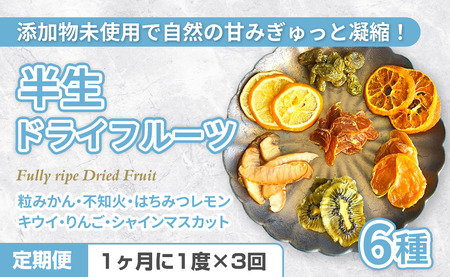 《定期便》国産無添加6種の半生ドライフルーツ【3回お届け】