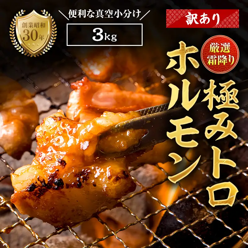 【訳あり】霜降り 極みトロホルモン 3kg 秘伝のタレ付き
