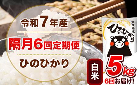 令和7年産【隔月6回定期便】白米 ひのひかり【2ヶ月に1回届く】 5kg 5kg×1袋《お申込み翌月から出荷》 熊本県産 精米 ひの 米 こめ ヒノヒカリ コメ お米 津奈木