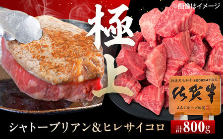佐賀牛 ヒレセット 計800g（シャトーブリアン・ヒレサイコロステーキ）[UEM066]