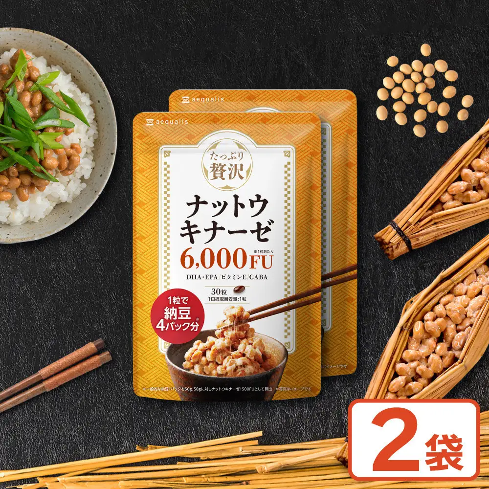 ナットウキナーゼ サプリメント たっぷり贅沢ナットウキナーゼ 2袋