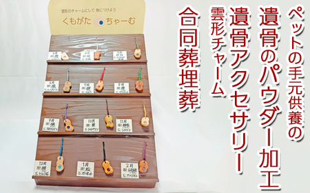 ペットの手元供養の遺骨のパウダー加工＋合同葬埋葬＋遺骨アクセサリー雲形チャーム