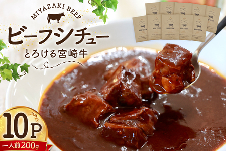 ビーフシチュー レトルト 宮崎牛ビーフシチュー 10P セット [福元洋食店 宮崎県 日向市 452061468] 