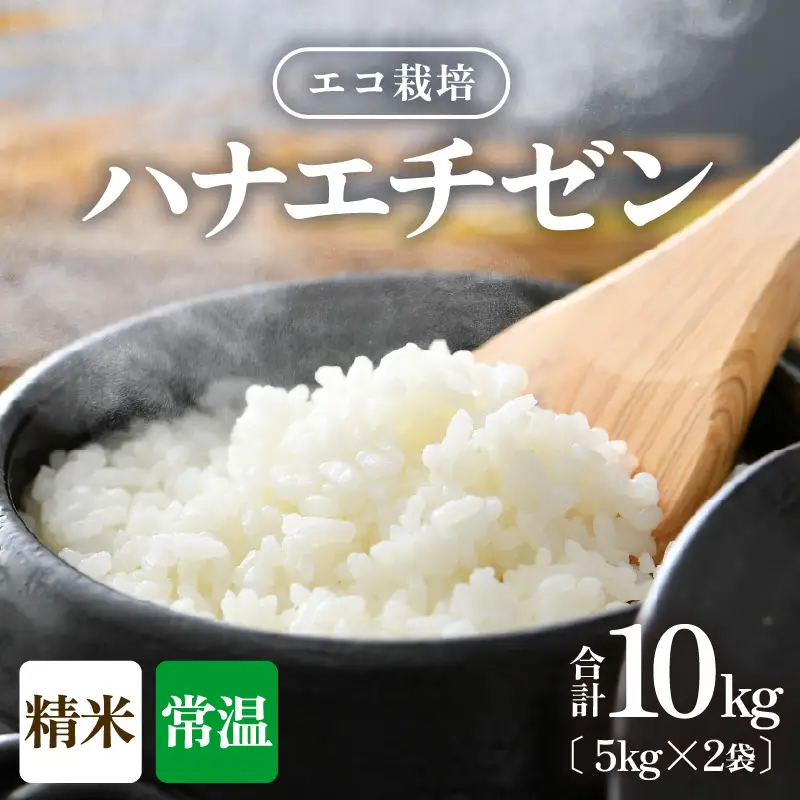 【先行予約】【令和8年産 新米】 エコ栽培ハナエチゼン 精米10kg （5kg×2袋） ／ 鮮度抜群 福井県産 はなえちぜん ご飯 新鮮 白米 ※2026年9月上旬以降順次発送予定 [aw063-b014]