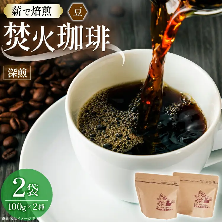 コーヒー 豆 焚火珈琲 深煎 100g 2袋 計200g チャック付き袋使用 TAKIBIBA[R] [長崎県 東彼杵町 hs42bdt230005]