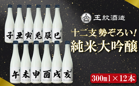 日本酒 王紋純米大吟醸 十二支 300ml × 12本 純米大吟醸 干支 ラベル 地酒 酒 清酒 辛口 純米 大吟醸 午年 新潟 贈答 贈り物 にいがた プレゼント 贅沢 ギフト 晩酌 お取り寄せ 年末年始 王紋 王紋酒造 新発田市 aumont014