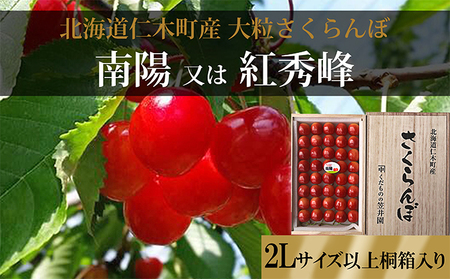 先行受付 北海道 仁木町産 さくらんぼ 贈答用（2Lサイズ以上）40粒前後 桐箱入り 南陽 又は 紅秀峰　サクランボ チェリー フルーツ 果物 果物類 ギフト 贈答品 仁木町 仁木 [くだものの笠井園]