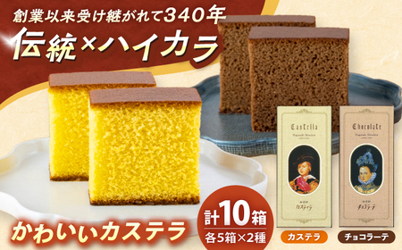 松翁軒「かわいいカステラ」 0.3号(5切入) 10箱詰合せ カステラ・チョコラーテ / カステラ かすてら チョコ ちょこ チョコレート ちょこれーと チョコラーテ スイーツ 菓子 ギフト 贈答 / 諫早市 / 株式会社松翁軒[AHCT019]