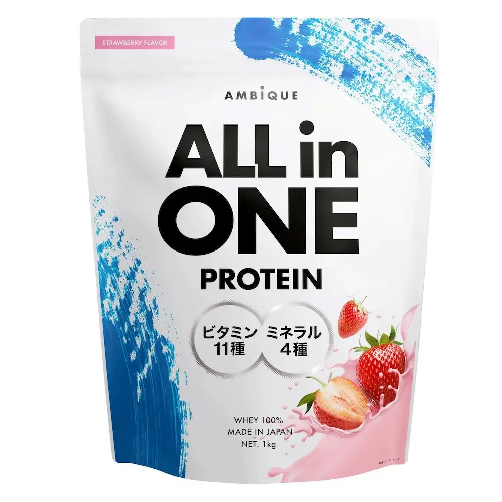 【ストロベリー風味】AMBiQUE オールインワンプロテイン（1kg×12袋）