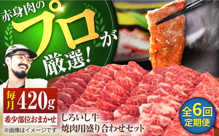 【6回定期便】 焼肉用盛り合わせセット（希少部位）各回420g / 焼肉用盛り合せ [IAH024]