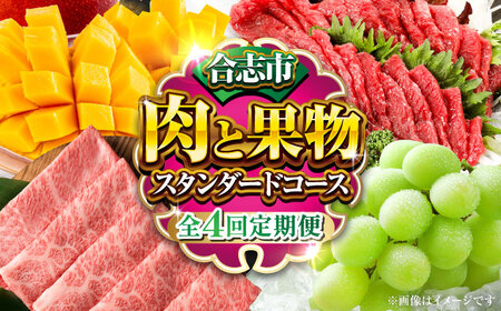 先行予約4回定期便 合志市肉と果物スタンダード定期便 シャインマスカット馬刺しAYZZ010