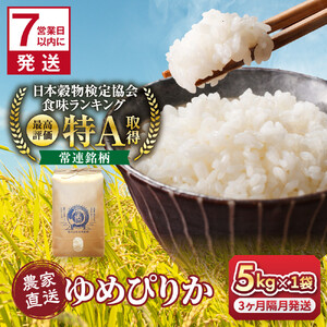 【3回隔月定期便】岩崎農園 白米 特A ゆめぴりか 5kg 北海道 旭川市 定期便 精米 ブランド米 _05537