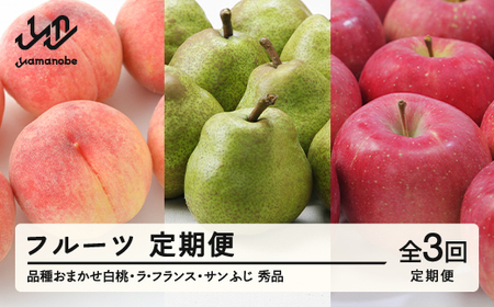 【先行予約】【定期便】フルーツ定期便 全3回 白桃 ラ・フランス 洋梨 林檎 りんご サンふじ tf-ft3hlr ※沖縄・離島への配送不可