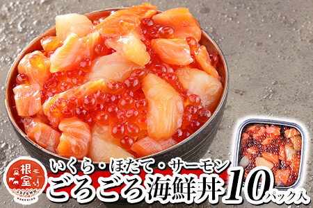いくら・ほたて・サーモンのごろごろ海鮮丼セット×10P F-81003
