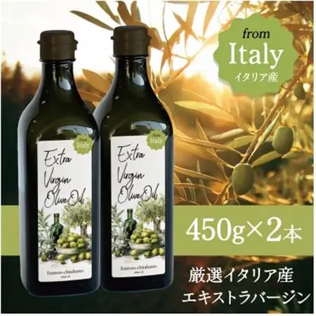 厳選イタリア産エキストラバージンオリーブオイル450g×2本【1686202】