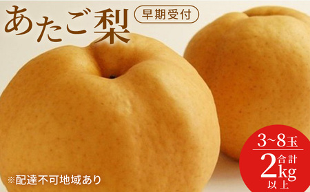 梨 早期受付 岡山 の あたご 梨 3～8玉 合計2kg以上 